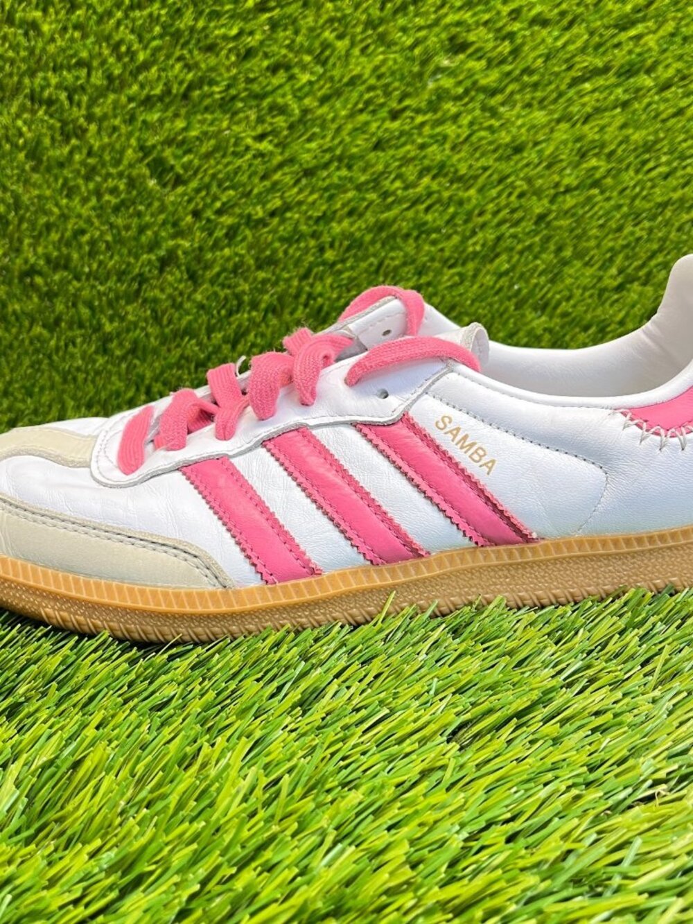 Adidas Samba OG Womens Size 9 White Pink Athletic Leather Walking Shoes Sneakers - Picture 3 of 10